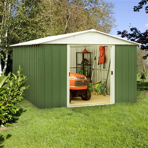 Tin shed - Yardmaster Deluxe Metal Shed with Support Frame - 10 x 10ft. 2.300008. (8) £575.00. Free delivery. to trolley. Add to wishlist. Yardmaster Metal Garden Shed - 6 x 4ft.